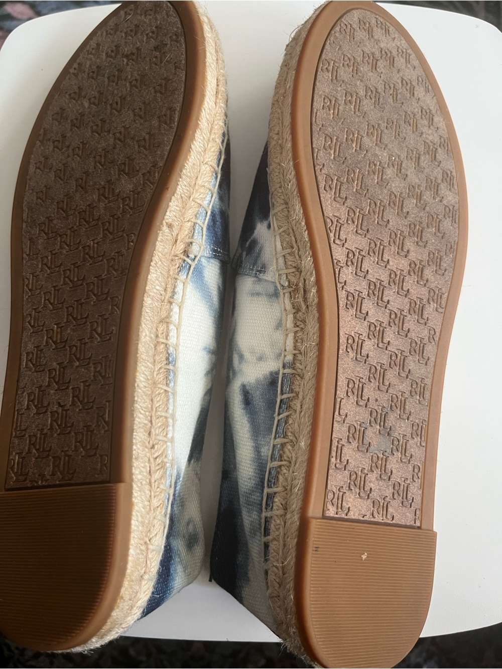 Ralph Lauren Navy and White Tie-Dye Canvas Espadrilles - Picture 3 of 3